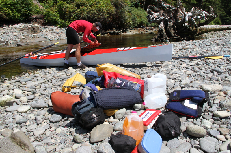 Colin packing his gear at Sombrio Beach