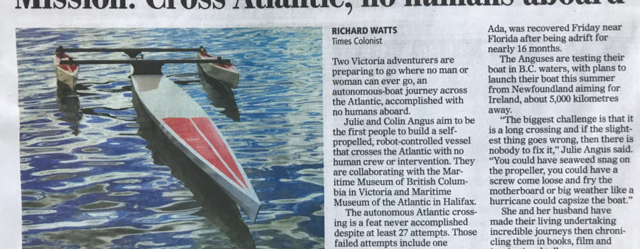 Times Colonist Interview on Autonomous Boat